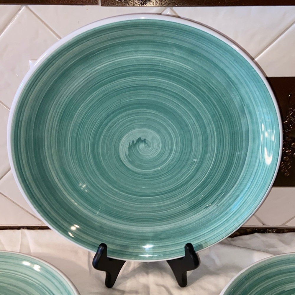 RARE VTG Caleca solid Hand Painted dinner Plates Made In Italy Set Of 4